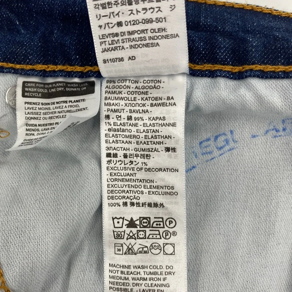 Levis 541 Jeans Athletic Taper Mens Tag 46x32 Fits‎ 48x30.5 Blue Stretch Rugged